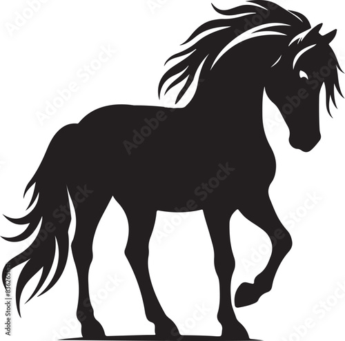 Horse vector, silhouette style and white background.