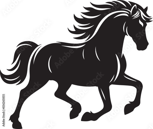 Horse vector, silhouette style and white background.