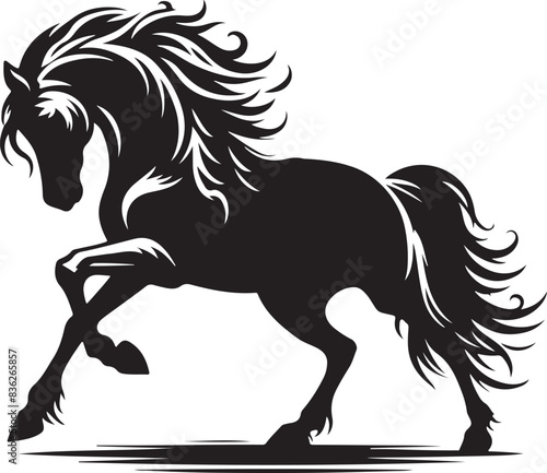 Horse vector, silhouette style and white background.