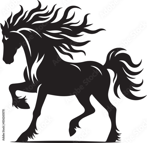 Horse vector, silhouette style and white background.