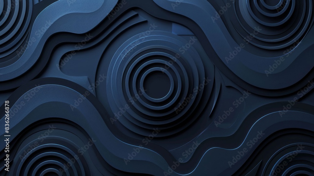 A blue and black abstract design with a lot of lines and curves A blue and black abstract design with a lot of lines and curves