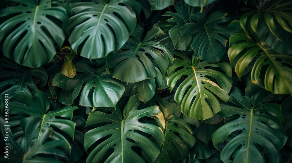 Green Leaves with Tropical Pattern Green Leaves with Tropical Pattern