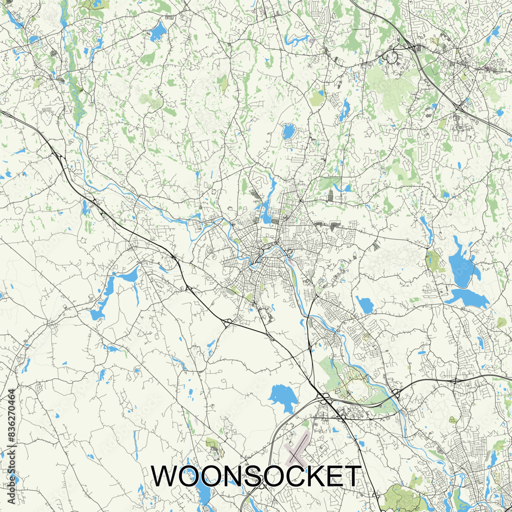 Fototapeta premium Woonsocket, Rhode Island, United States map poster art