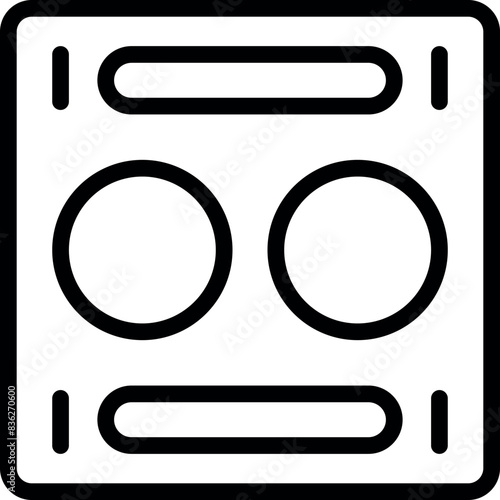 Simple line drawing of a fourburner stove top in a black and white icon style