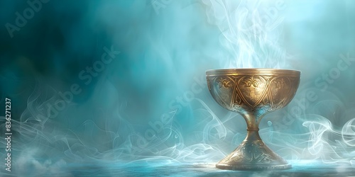 The Holy Grail in Arthurian Legend A Chalice Believed to Possess Mystical Powers. Concept Medieval Literature, Arthurian Legends, Religious Artifacts, Mystical Objects, Historic Artifacts photo