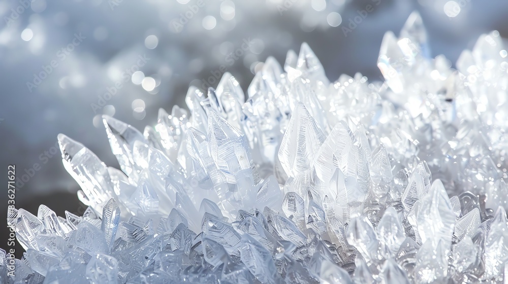 Closeup of ice crystals forming a beautiful, sharp pattern. Closeup of ice crystals forming a beautiful, sharp pattern.