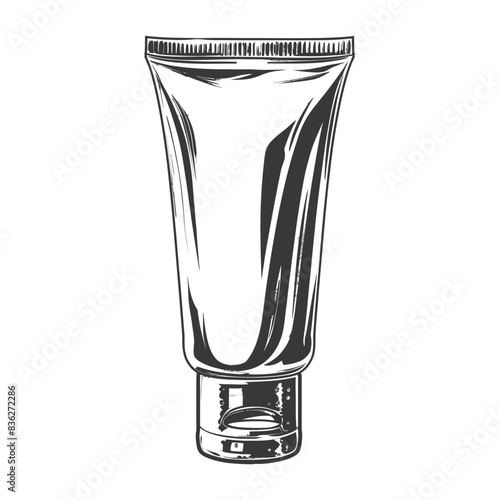 Engraved Blank Tube: Cosmetic Cream, Lotion, Monochrome Vintage Style.