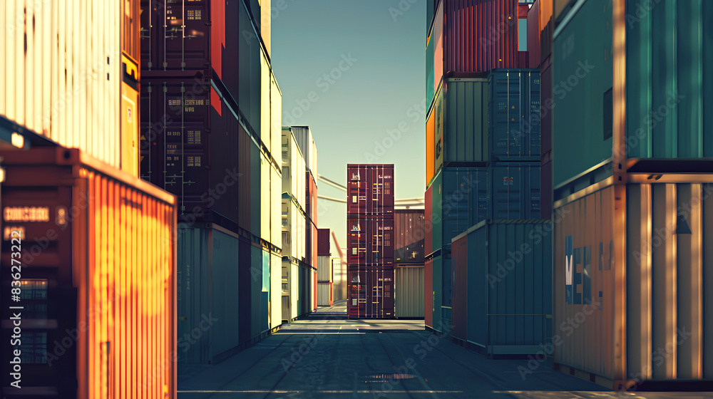 Fototapeta premium the logistics of unloading containers from a cargo ship at an industrial port for yard transport.