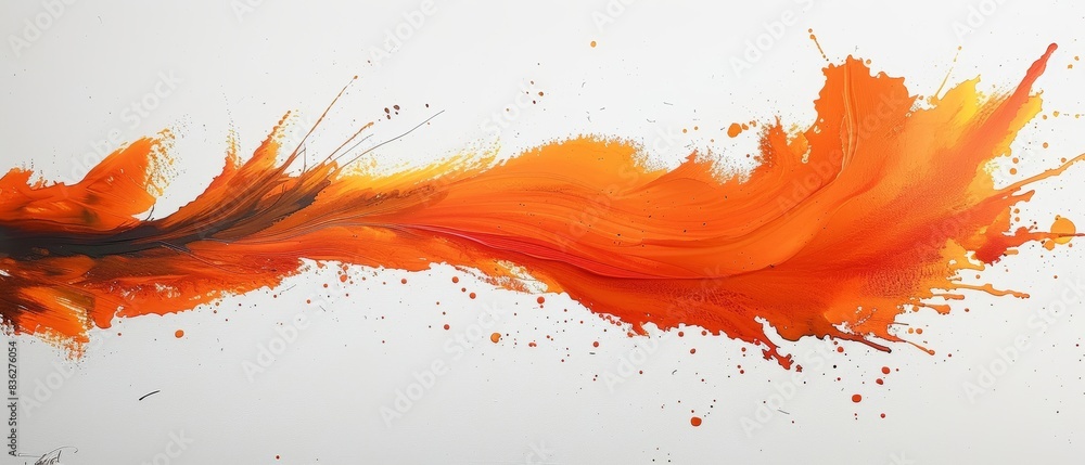 Long scratches with orange ink, one direction, white background. Long scratches with orange ink, one direction, white background.