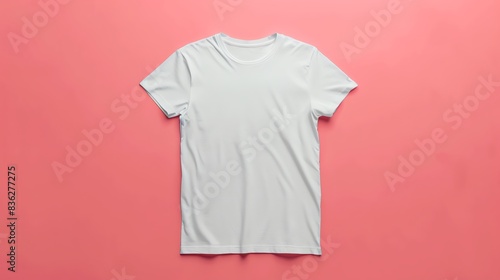 Blank tshirt mockup on a plain background, perfect for presenting unique graphic designs, logos, or custom prints for fashion brands © Nathakorn
