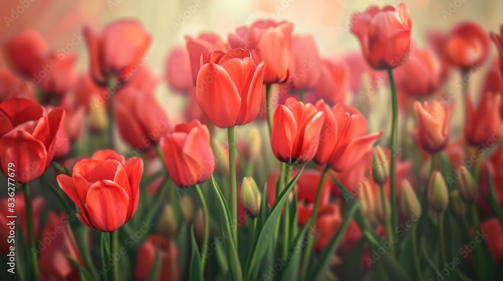 A painting of tulips, capturing the beauty of these flowers through art A painting of tulips, capturing the beauty of these flowers through art