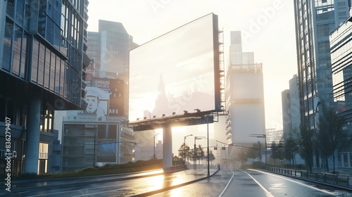 Empty billboard mockup in an urban setting  offering a highimpact canvas for advertisements  announcements  or promotional content