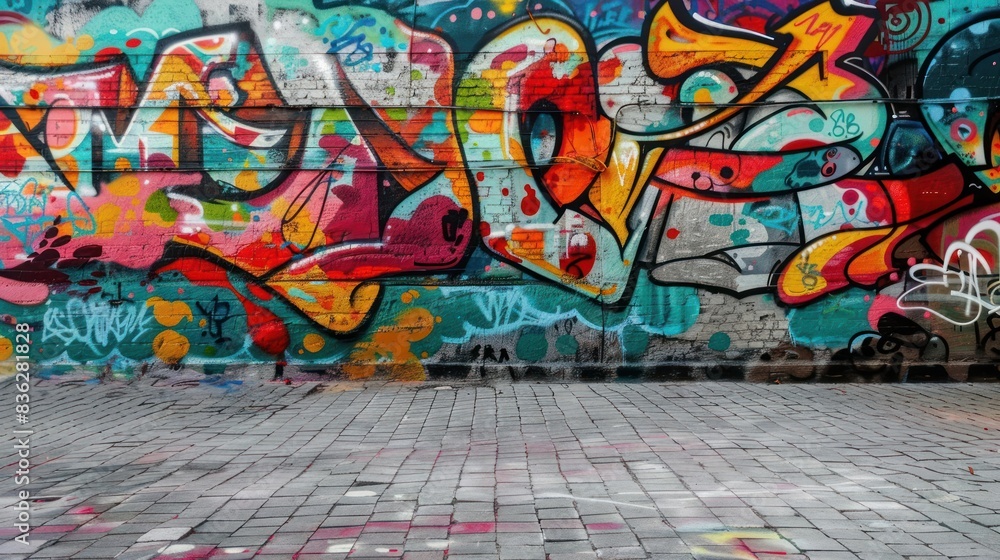 A graffiti covered the street wall, background A graffiti covered the street wall, background