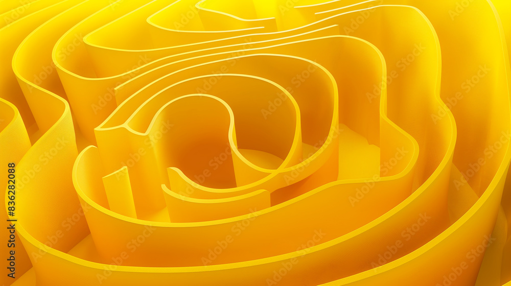 Obraz premium Abstract yellow wavy background. 3D illustration. Curves into the distance. Abstract theme wallpaper Bright background for design yellow linear decoration