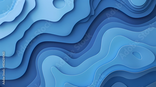 Abstract blue layered design resembling a topographic map with flowing lines and gradients creating a sense of depth.