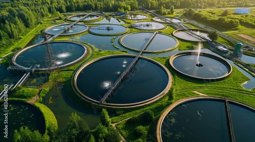 Wallpaper Mural Aerial view of wastewater treatment plant, effluent and wastewater filtration. Industrial solutions for wastewater treatment and recycling Torontodigital.ca