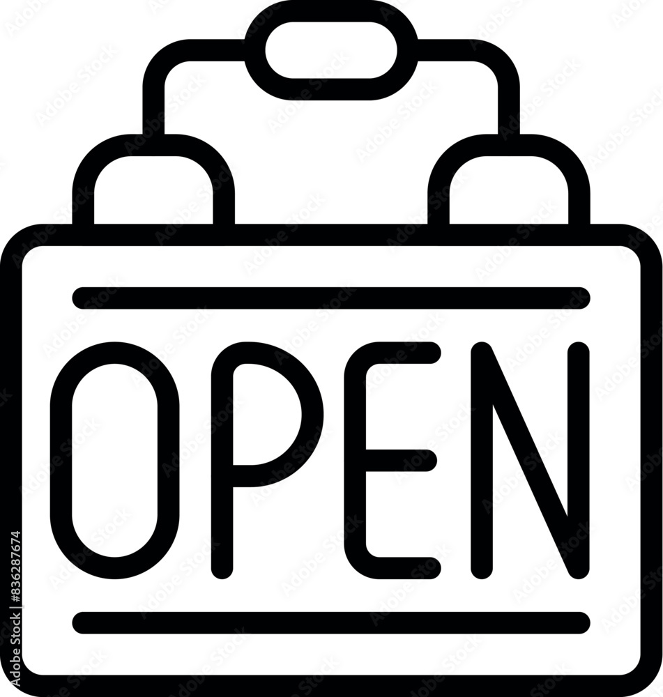 A simple line art vector illustration of an 'open' sign, perfect for business use A simple line art vector illustration of an 'open' sign, perfect for business use