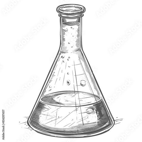 erlenmeyer tube with engraving style black color only