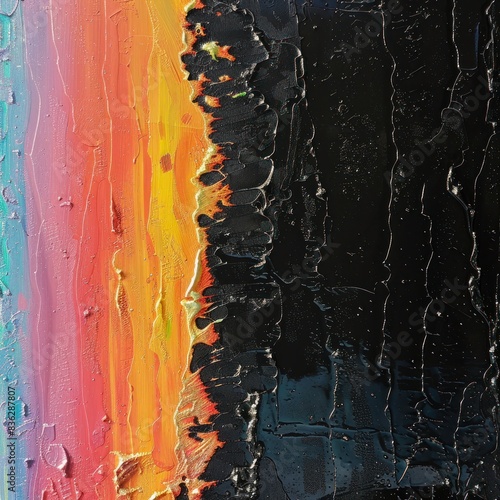 Rainbow painting black ice, background