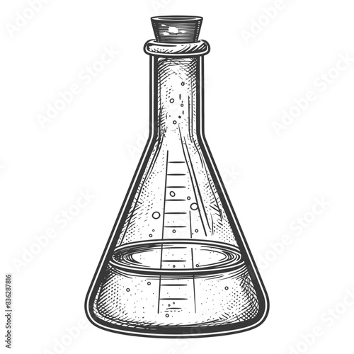 erlenmeyer tube with engraving style black color only
