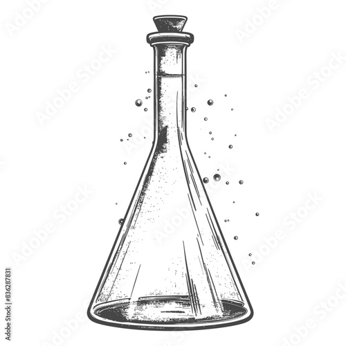 erlenmeyer tube with engraving style black color only