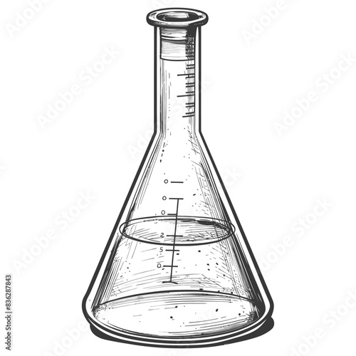 erlenmeyer tube with engraving style black color only