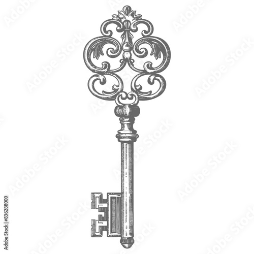 flat key with engraving style black color only