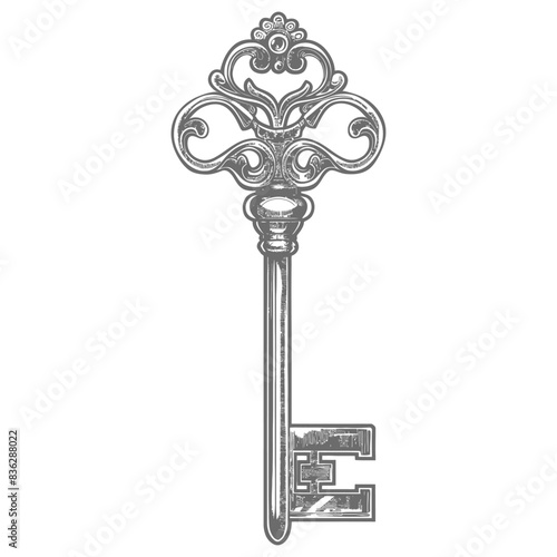 flat key with engraving style black color only