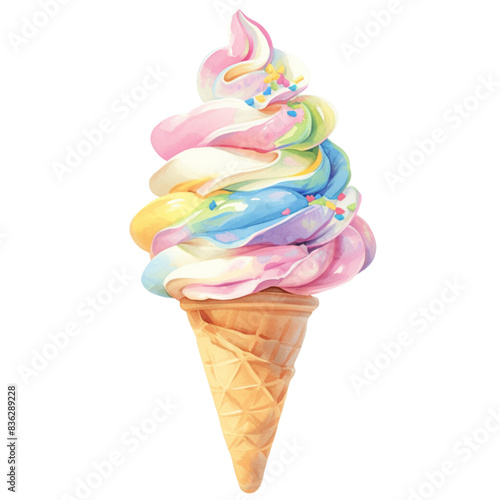 Soft serve ice cream Sweet and cool with beauty that can help cool off.