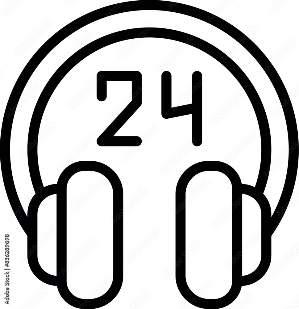 Vector icon illustrating roundtheclock customer service with headphones symbolizing support Vector icon illustrating roundtheclock customer service with headphones symbolizing support