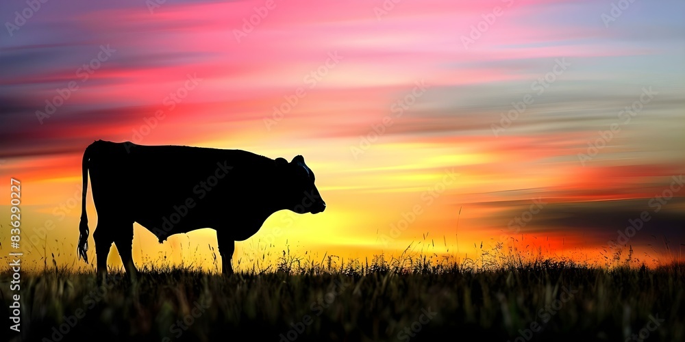 Cows Rights Silhouette art of a cow supports veganism and animal rights, combating ...