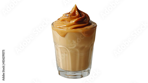 Honey mustard sauce in a glass on a transparent background