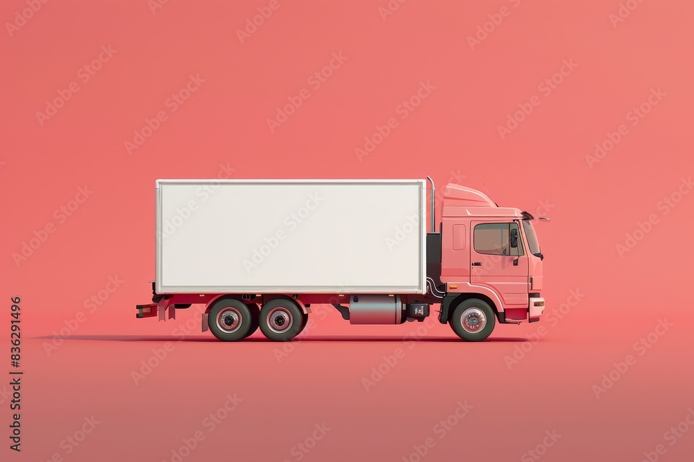 The truck is the main focus of the image, and it is moving quickly The truck is the main focus of the image, and it is moving quickly