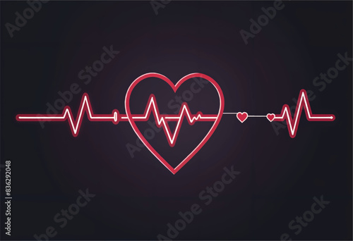 heartbeat line with a heart on the black background