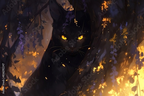 halloween cat in the trees