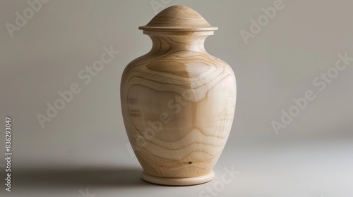 A light toned wooden urn