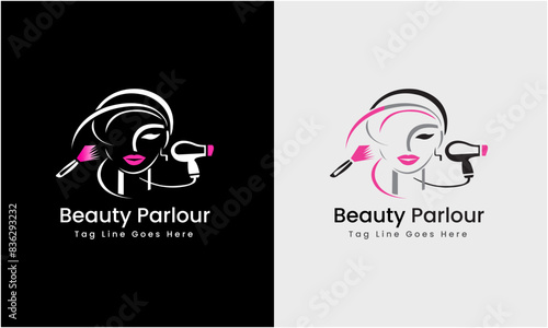 Ladies parlous, girl body massage, hairstyle, beautiful body fitness icon logo sample template  photo