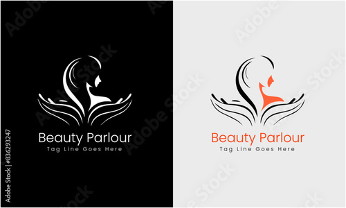 Ladies parlous  girl body massage  hairstyle  beautiful body fitness icon logo sample template 