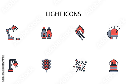 Light icon set.vector.Editable stroke.linear style sign for use web design,logo.Symbol illustration.