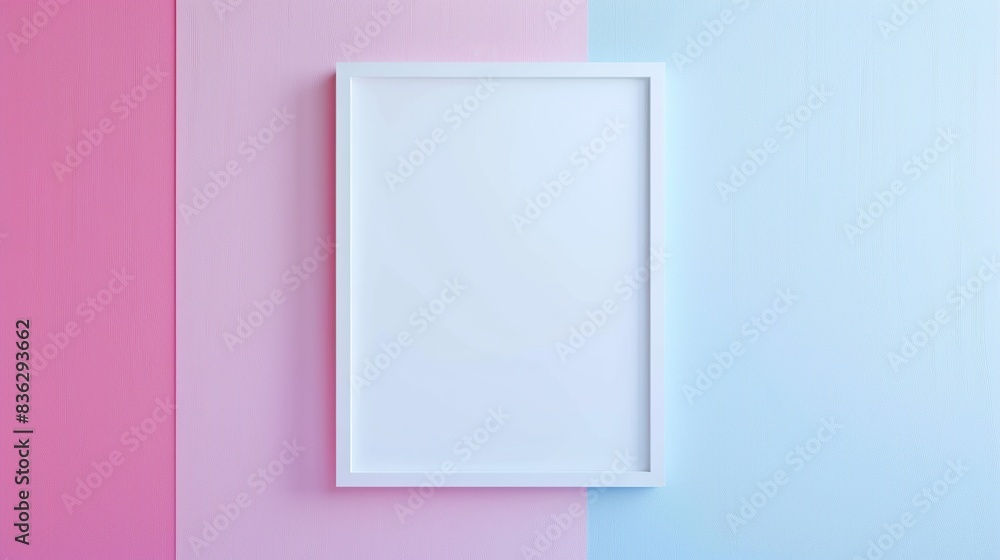 Blank vertical poster frame mock up. interior background, pink pouf, 3d rendering Blank vertical poster frame mock up. interior background, pink pouf, 3d rendering