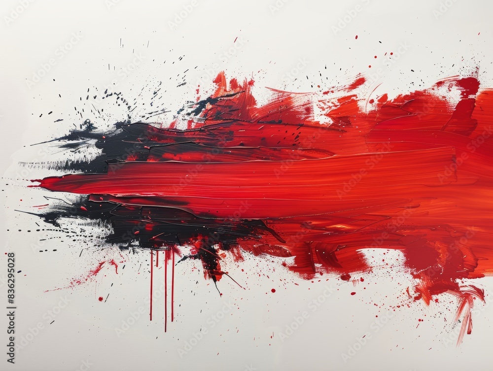 Long scratches with red ink, one direction, white background. Long scratches with red ink, one direction, white background.