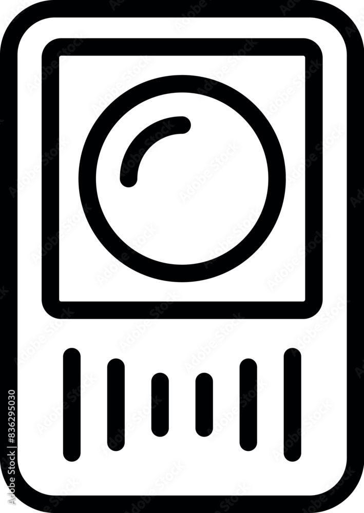 Simplified black and white line drawing of a digital music player, perfect for icons and logos Simplified black and white line drawing of a digital music player, perfect for icons and logos