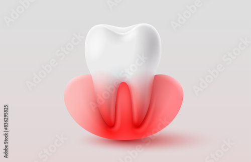 Dental inflammation, treatment of tooth roots, symbol on a white background. Vector illustration