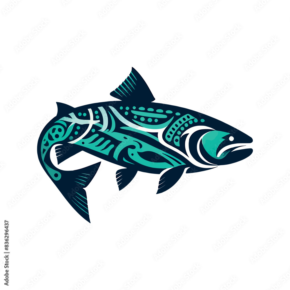 Fototapeta premium Colorful Salmon Fish vector design. Fishing fish vector illustration template.
