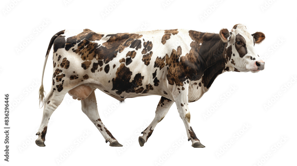 Cow walking, isolated