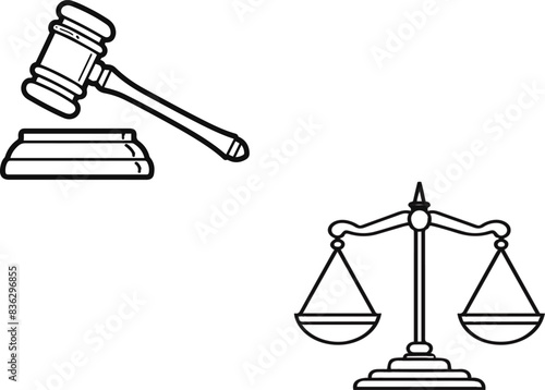 Legal Symbols Depicting Justice with Gavel and Scales of Law