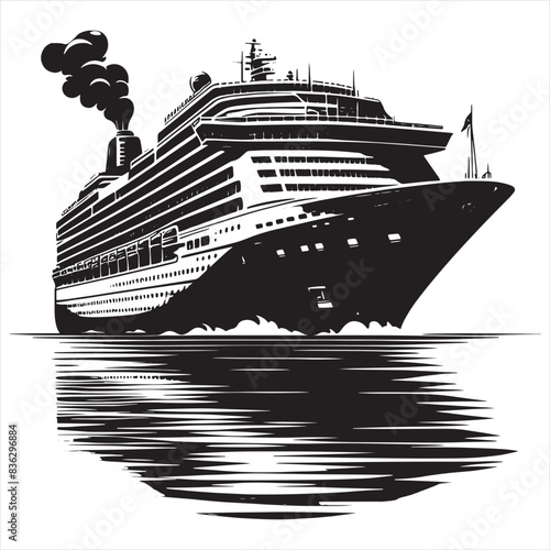 Cruise Ship Silhouette vector illustration on white background