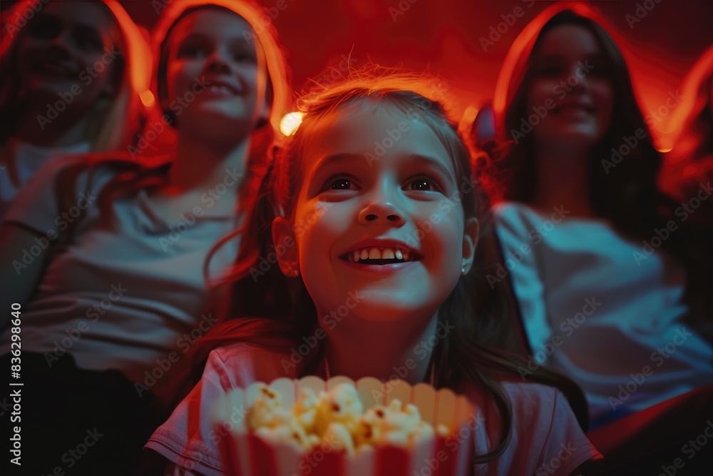 Smiling Family Fun: Cinema Excitement Smiling Family Fun: Cinema Excitement