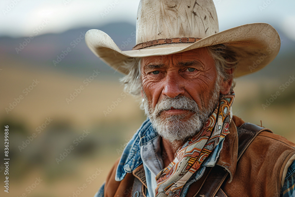 Portrait photo of a gritty cowboy Portrait photo of a gritty cowboy