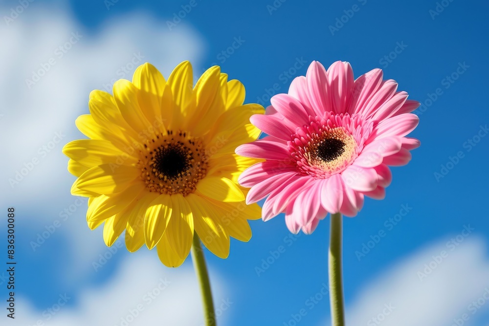 Golden Sunflower Bathed in Heavenly Blue